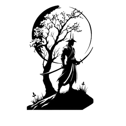 Camin Samurai Design Wooden Wall Decor | Wall Hanging Art for Living Room, Bedroom, Office | 3D Laser Cut MDF Wall Panel | Modern Home Decoration -Black (45 cm) - Image 1