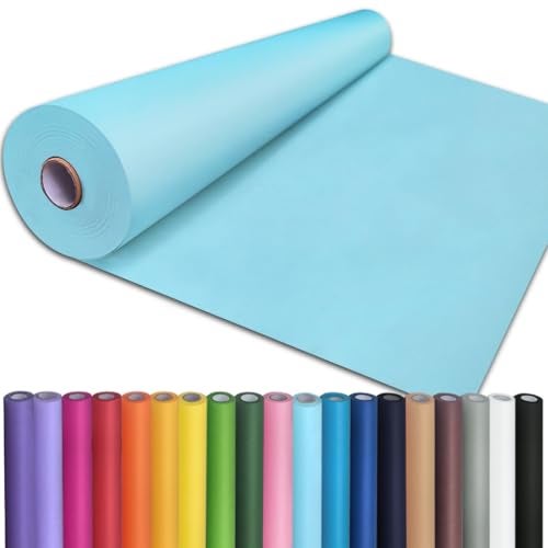PH PERKHOMY PerkHomy 24" x 2,400" (200') Light Blue Kraft Paper Roll for Craft Bulletin Board Paper Art Table Covering Crafting Gift Wrapping Bouquet Packing Parcel 80GSM 55LB (Light Blue, 24" x 200') - Image 1