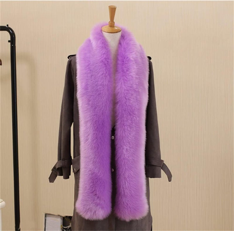 LDFWAY Long Men Women Faux Fur Collar Winter Warm Wrap Stole Scarf Shawl Shrug - Image 3