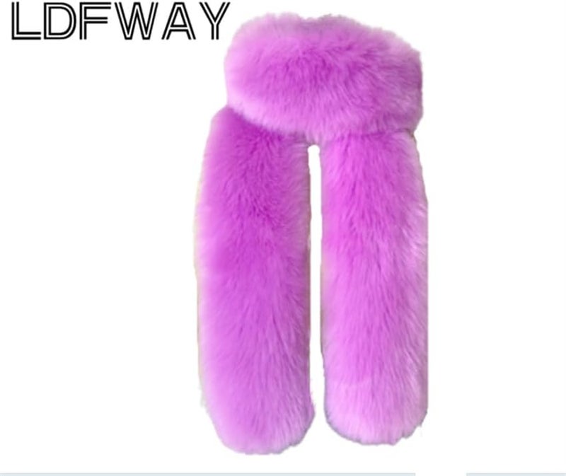 LDFWAY Long Men Women Faux Fur Collar Winter Warm Wrap Stole Scarf Shawl Shrug - Image 1