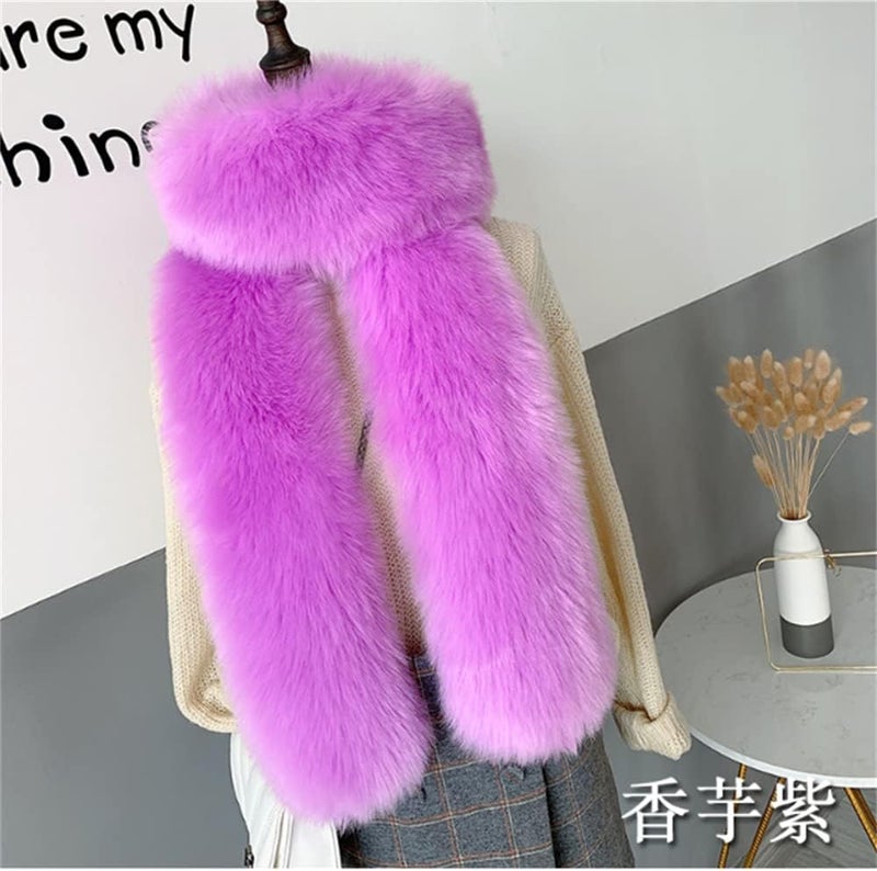 LDFWAY Long Men Women Faux Fur Collar Winter Warm Wrap Stole Scarf Shawl Shrug - Image 2