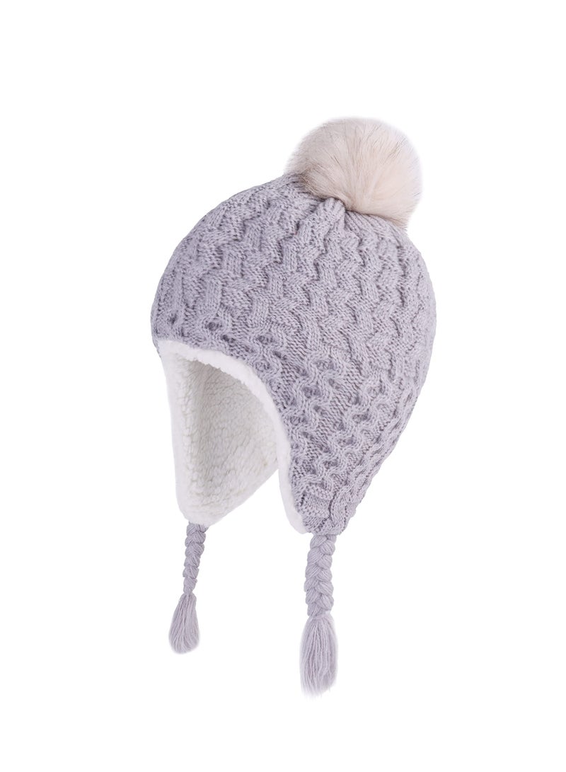 SYOSI Toddler Kids Infant Winter Hat, Earflap Knit Warm Cap, Infant Toddler Girls Boys Soft Warm Knit Hat Kids Winter Hat with Fleece Lining - Image 1