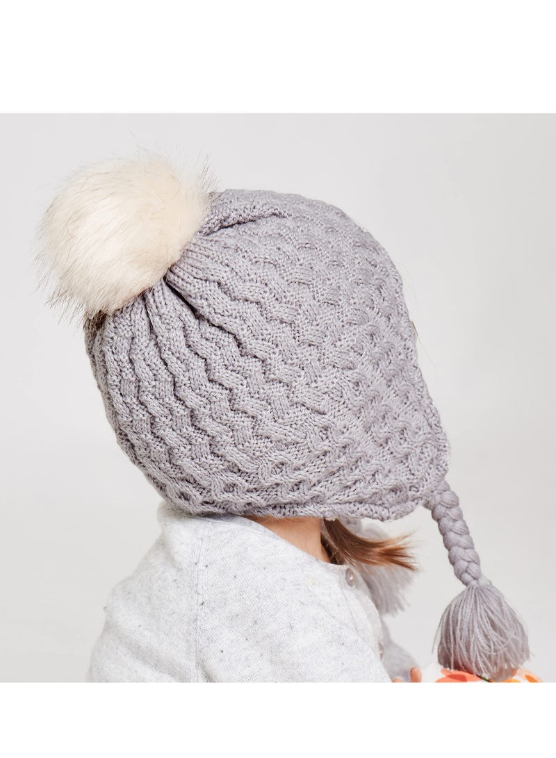 SYOSI Toddler Kids Infant Winter Hat, Earflap Knit Warm Cap, Infant Toddler Girls Boys Soft Warm Knit Hat Kids Winter Hat with Fleece Lining - Image 3