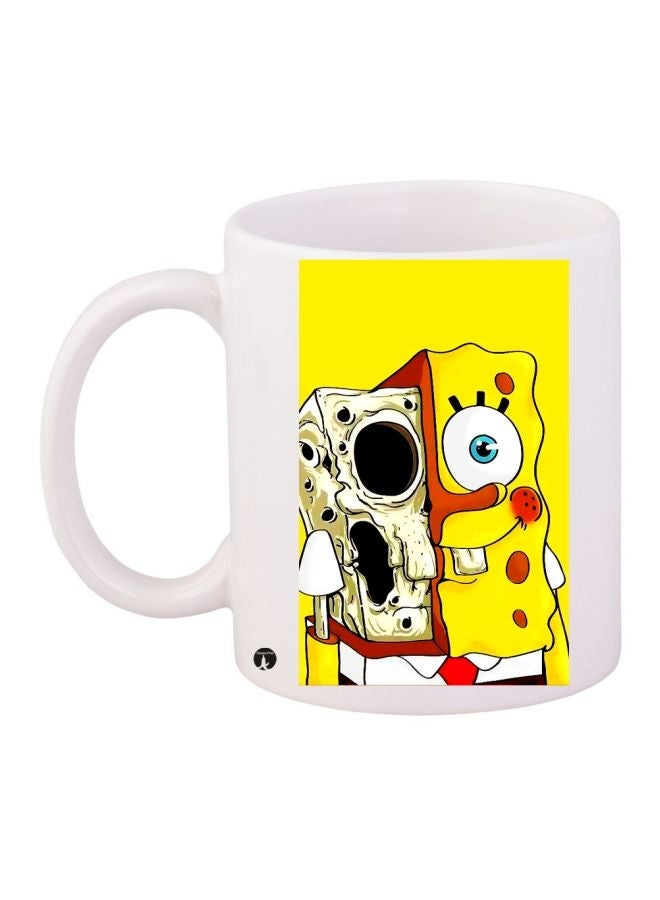 RYN SpongeBob SquarePants Printed Coffee Mug White/Yellow/Black 11ounce