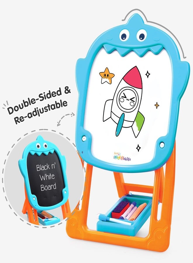 FIRSTCRY INTELLISKILLS Intelliskills Premium Double-Sided Tabletop Easel Board for Kids, Adjustable Writing Black & White Chalk Board with Duster, Chalk for Kids,Marker & Small Dusting Cloth,BIS Certified,2+Years,Ideal Gift - Image 2