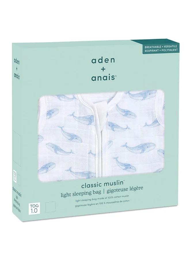 ايدن + أناي Muslin Light Sleeping Bag  Oceanic Blue Whale_1836M