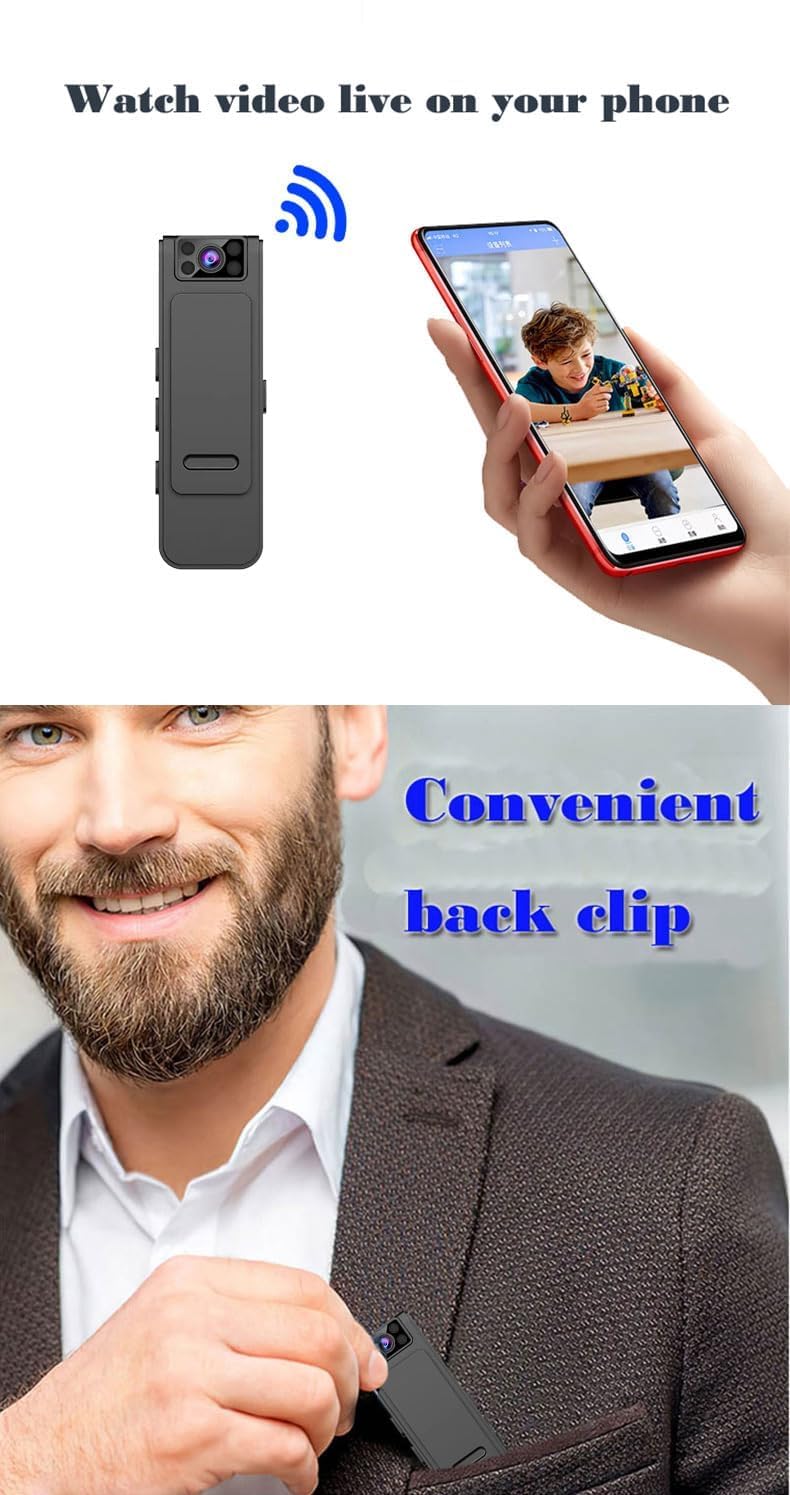 Mayumi 1080p HD Wearable Body Camera – One-Button Recording, Night Vision, AVI Video Format, App Support via LAN Connectivity - Image 3