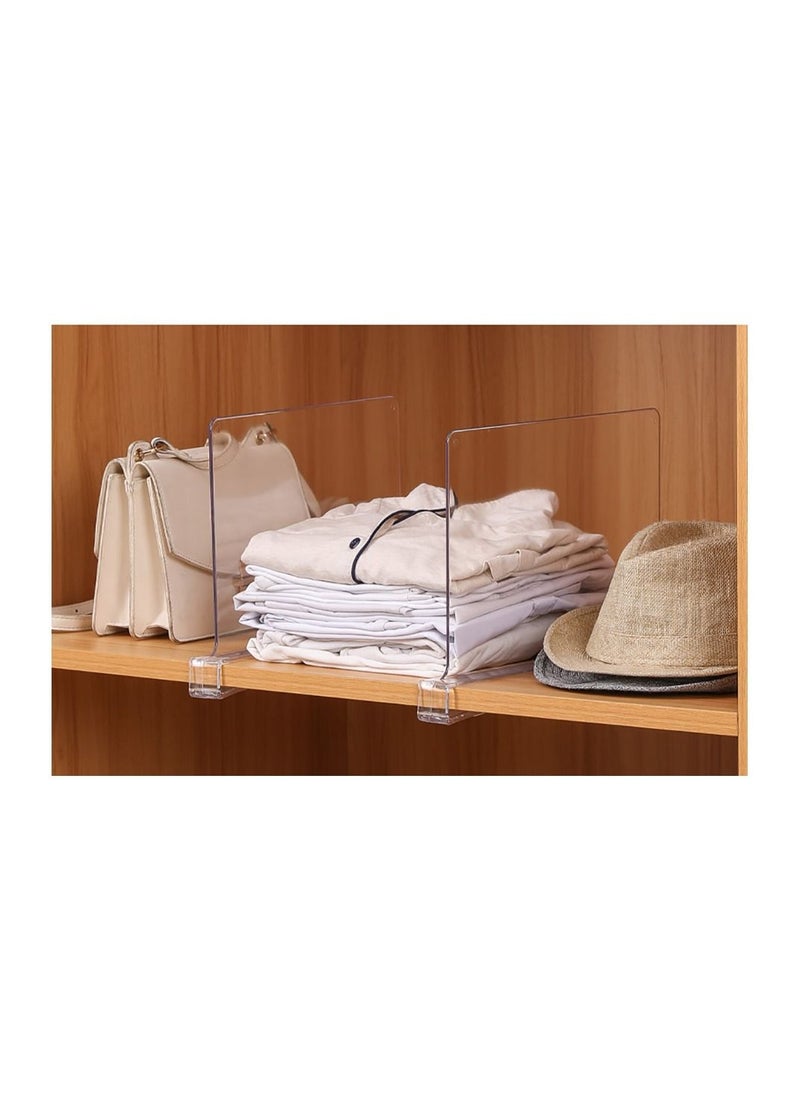 Generic - 2 pcs Clear Acrylic Shelf Dividers Wardrobe Closet Divider for Handbags Clothes Clip Design Closet Cabinet Bookcase Organization Board - Image 1