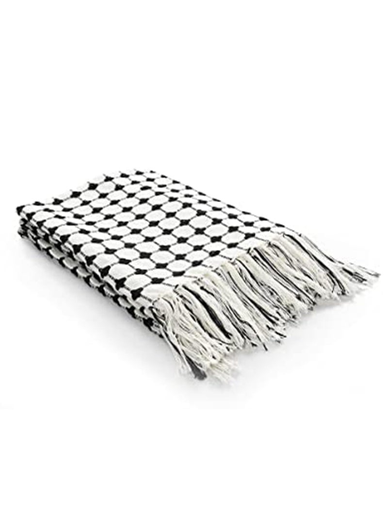 SASHAA WORLD Striped Super Soft & Breathable Throw Blanket | for Living Room, Bed, Sofa & Chair (Black/White | 80 x 60 inch) - Image 1