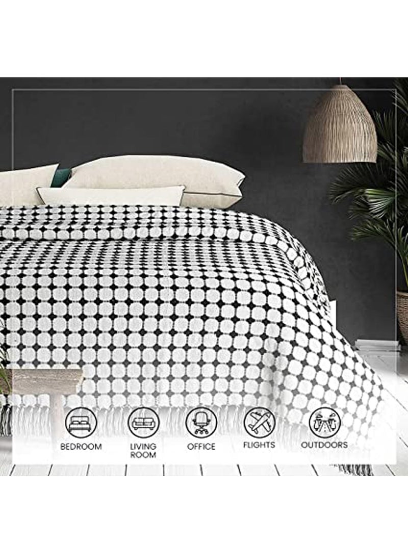 SASHAA WORLD Striped Super Soft & Breathable Throw Blanket | for Living Room, Bed, Sofa & Chair (Black/White | 80 x 60 inch) - Image 3