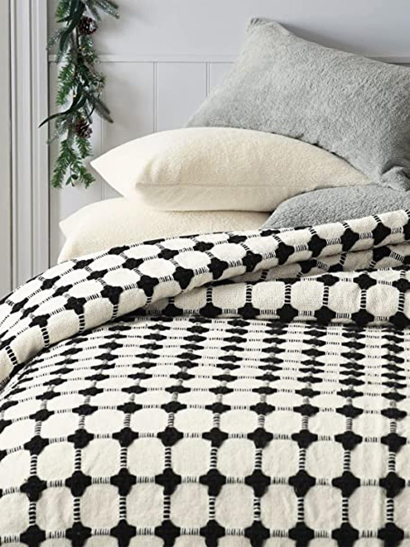 SASHAA WORLD Striped Super Soft & Breathable Throw Blanket | for Living Room, Bed, Sofa & Chair (Black/White | 80 x 60 inch) - Image 2