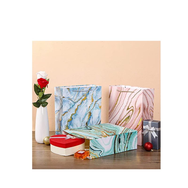 Zikra Gift Bags Bulk, Bulk Party Favor Bags with Handle,  Colored Gift Wrap Bags for Baby Shower, Birthday, Wedding, Mother' Day, Party Favors (12Pack Medium Size Marble Pattern12.6Inch) - Image 3