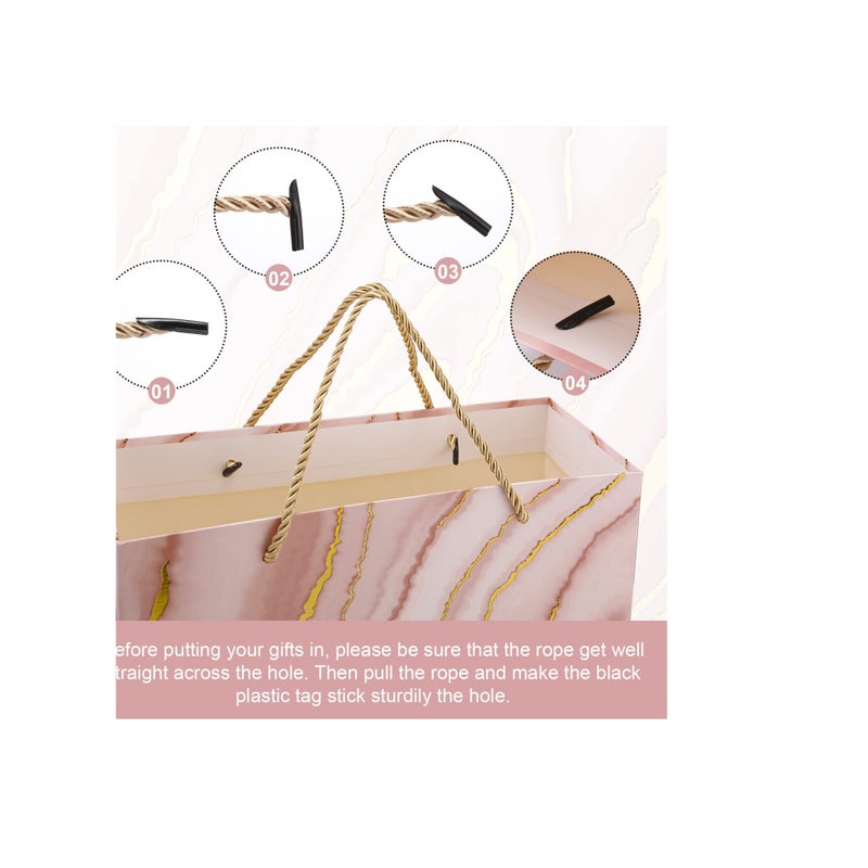 Zikra Gift Bags Bulk, Bulk Party Favor Bags with Handle,  Colored Gift Wrap Bags for Baby Shower, Birthday, Wedding, Mother' Day, Party Favors (12Pack Medium Size Marble Pattern12.6Inch) - Image 4