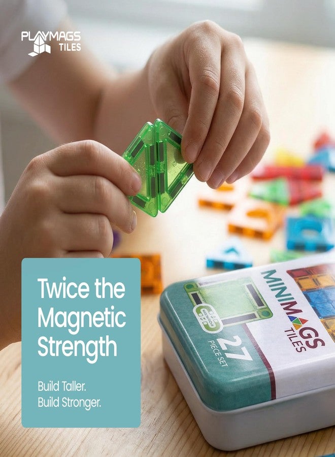 Playmags Mini Magnetic Tiles for Kids 27-Piece Set | Travel Magnetic Blocks | STEM Sensory Educational Toys | Portable Toddler Building Toys | Gift for Boys & Girls Ages 3 - Image 3