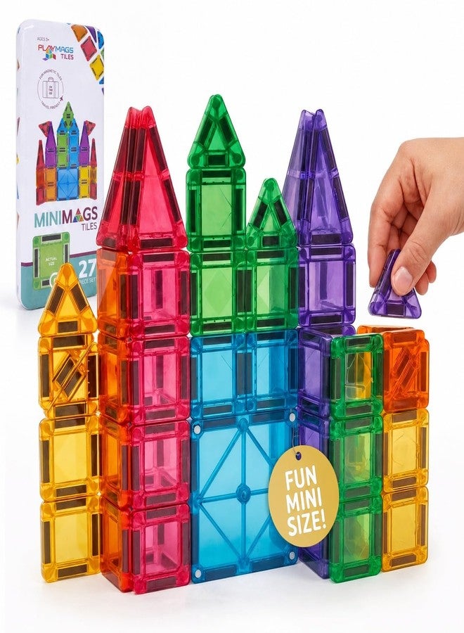 Playmags Mini Magnetic Tiles for Kids 27-Piece Set | Travel Magnetic Blocks | STEM Sensory Educational Toys | Portable Toddler Building Toys | Gift for Boys & Girls Ages 3 - Image 1