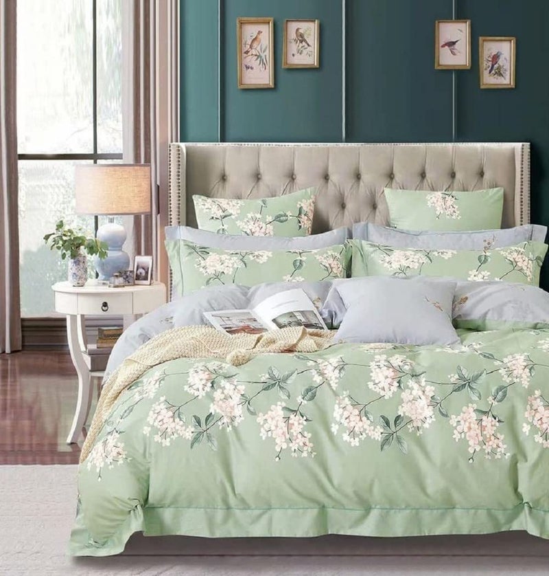 BREVARD BREVARD Premium Glace Cotton 210 TC Double Bedsheet with 2 King Size Pillow Covers 90x100 Inch Grapes 