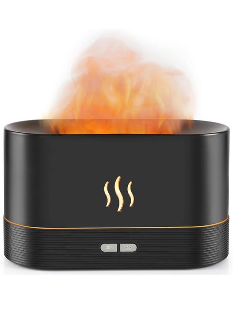 Flame Diffuser Humidifier-Auto Off 180ml Essential Oil Diffuser-2 Modes Brightness Aroma Humidifier with Fire Flame Effect for Home,Office,Spa,Gym(Black)