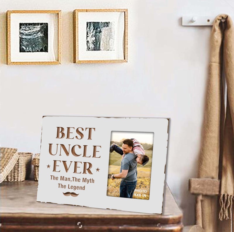 EXQUIDECA Best Uncle Ever Gifts from Niece Nephew - Engraved Uncles Picture Frames 4x6 Inches - Carving Father's Day Birthday Christmas Photo Gift for Men - Image 5