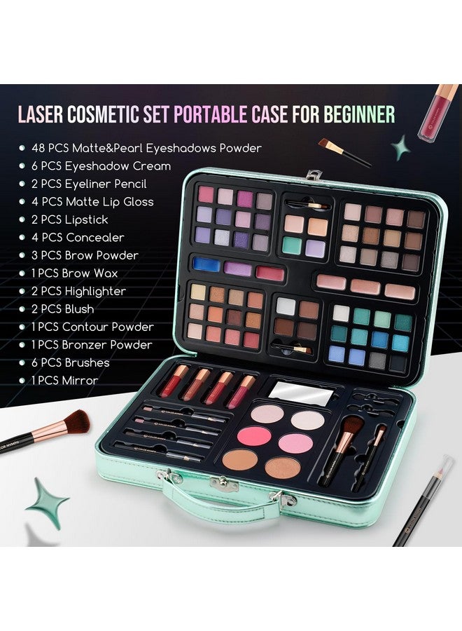 COLOR NYMPH All In One Makeup Kits For Teens Girl Beginner With Hand Bag Included 54 Colors Eyeshadow Blush Bronzer Highlighter Concealer Lipgloss Eyeliner Lipliner(Green) - Image 2