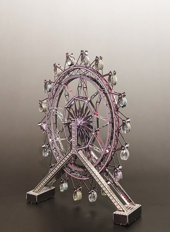360-Degree Spin Ferris Wheel Stainless Steel DIY Assembly Model No-Glue 3D Metal Puzzle Kit - Image 2