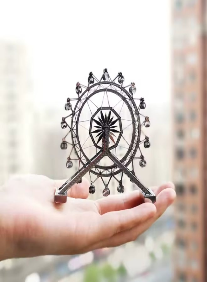 360-Degree Spin Ferris Wheel Stainless Steel DIY Assembly Model No-Glue 3D Metal Puzzle Kit - Image 5