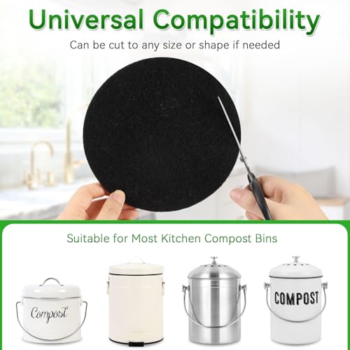 Buoauha 10 Pack Charcoal Filters for Compost Bucket, Compost Filters for Countertop Bin, Odor-Absorbing Activated Charcoal Replacement for Kitchen, Home Bucket Compost Bin Refill, 6.7 Inch - Image 3