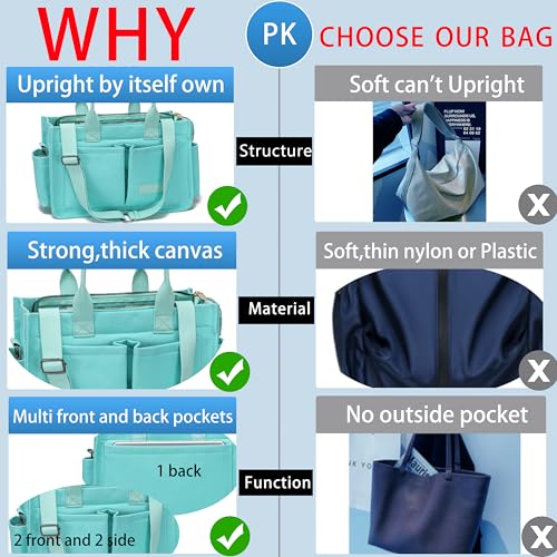 ZHMO Tote Bag for Women With Compartments and Zipper,Large Canvas Tote Women's Purse Crossbody Bags Work Laptop Book Bag Top Handle Satchels Handbags Shoulder Bag for Travel Nurse Teacher Church Gym Beach - Image 5