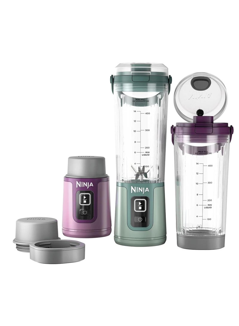 Ninja Blast Portable Blender, Ninja Blending Power On-The-Go, Blast Through Frozen Fruit & Ice, 530ml | Pack of 2 530 ml 14 W CO155BCGP Green & purple - Image 1