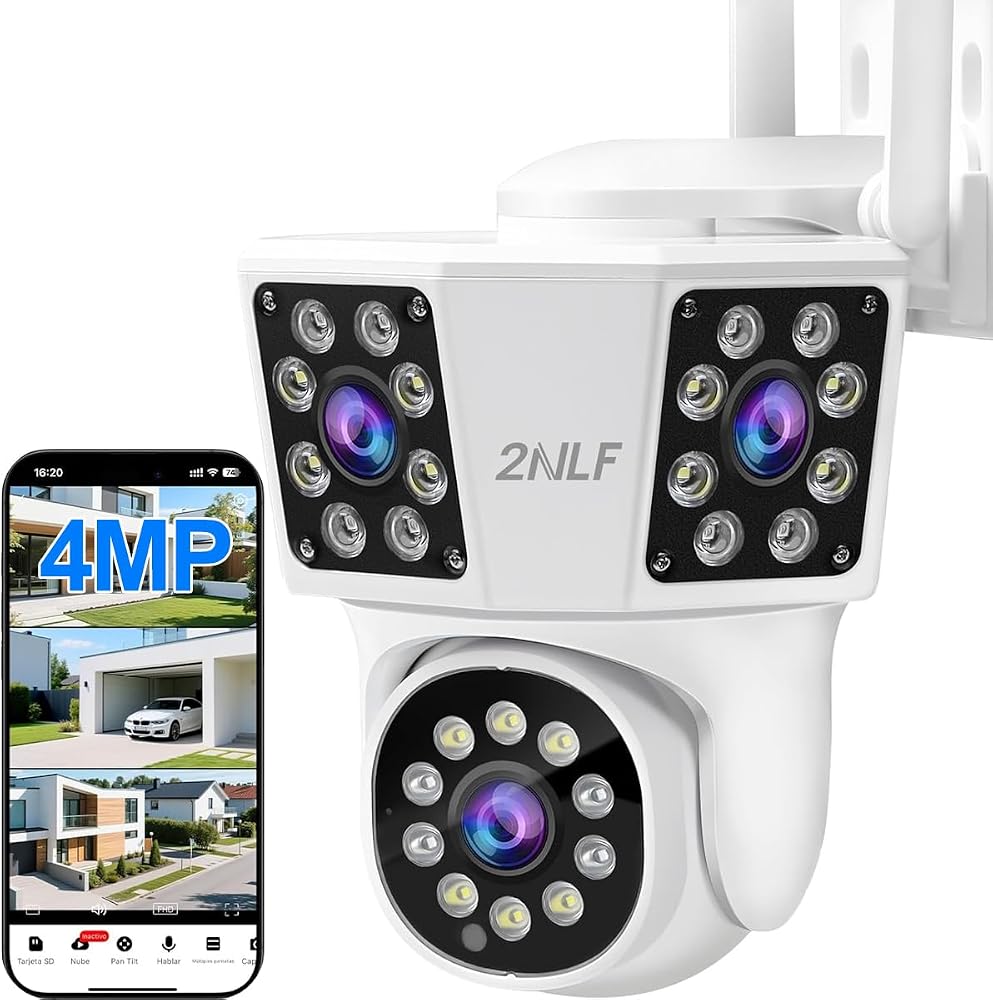 2nlf 2nlf Outdoor Security Camera With 3-lens