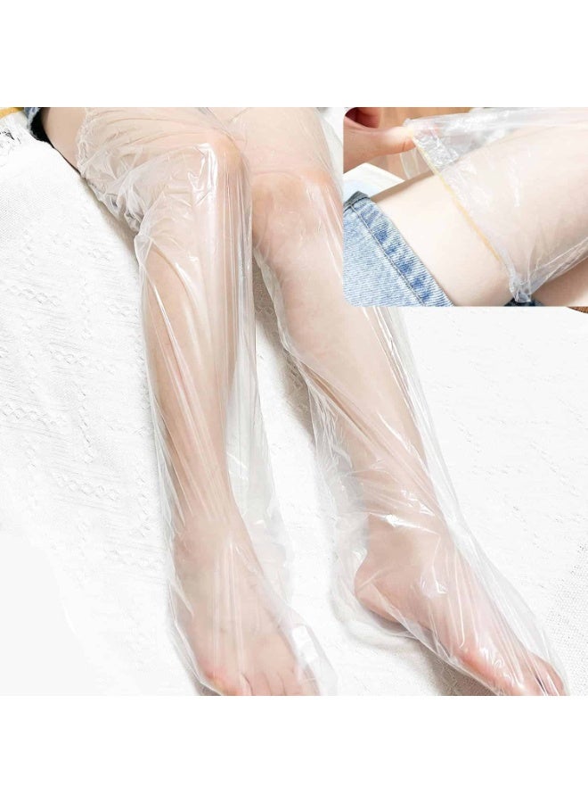 Anmi 10 Pcs 73cm Plastic Leg Covers for Legs Extended Moisturizing Disposable Socks for Feet (Clear) - Image 2