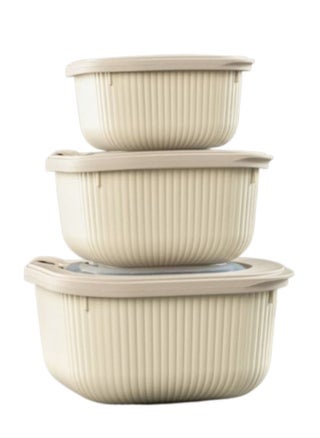 Plastic square food container set airtight storage boxes safe use for microwave & fridge vacuum lid 600-1100-1800 ml beige - pzsku/Z0777416E50E57A1F7C8AZ/45/_/1735385230/5fe1e048-7a01-453b-8b3c-ee21f898f1a1