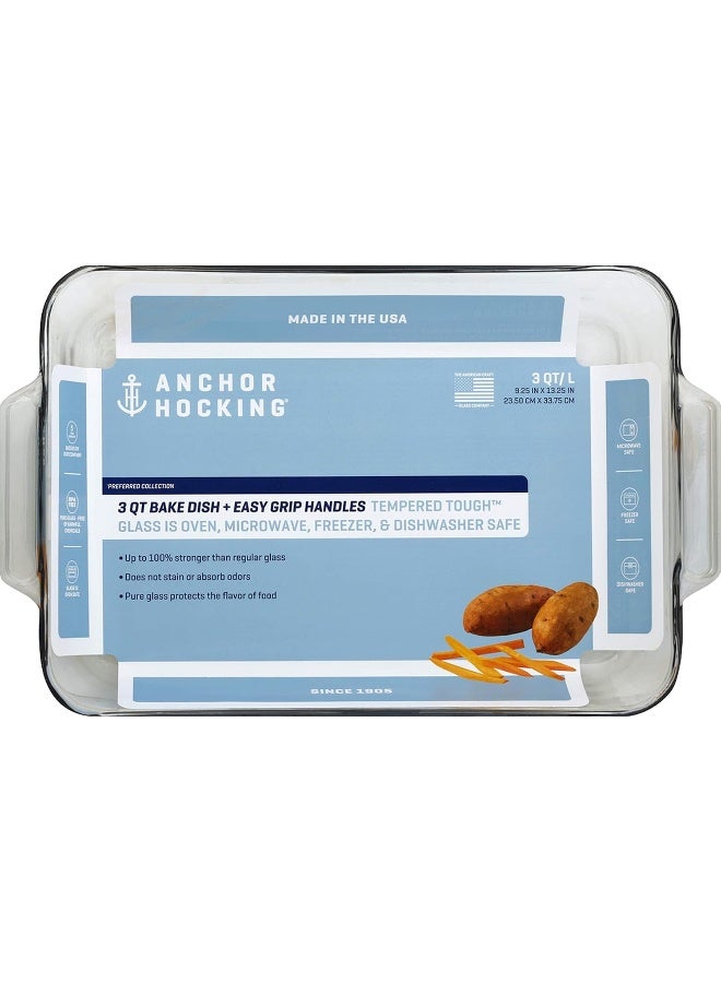 Anchor Hocking Basics Rectangular Baking Dish, 3.0 Litre Tempered Glass - Image 2