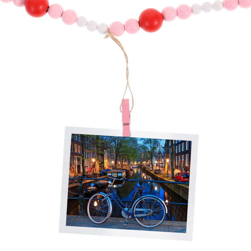 Hanging Bead Garland Wall Photo Display Clip Photo Display Garland with Clips - Image 1