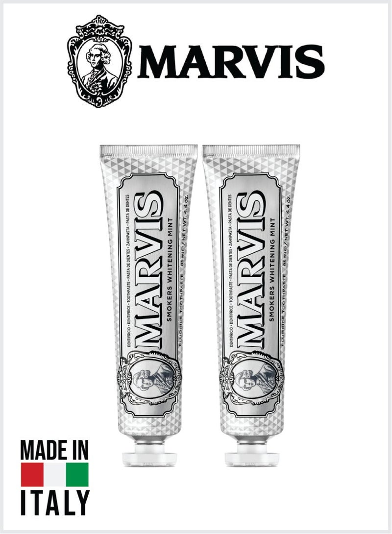 Marvis Smokers Whitening Mint Toothpaste, Intense Fresh Breath, Plaque & Cavity Protection 85ML Pack of 2