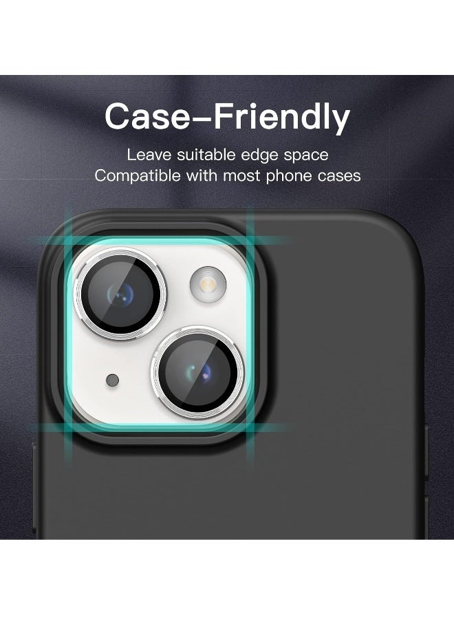 DUSALA Camera Lens Protector for iPhone 13 and iPhone 13 Mini , 9H Tempered Glass Metal Individual Ring Cover, HD Clear, 1 Set (Silver) - Image 4