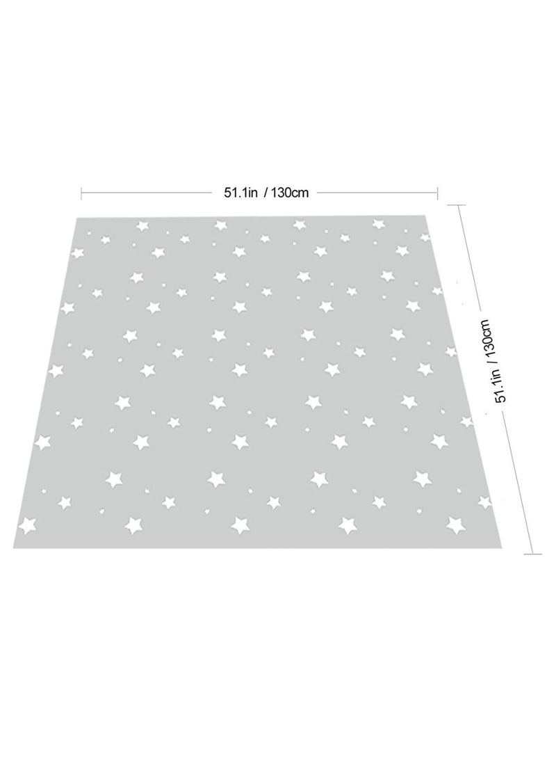 Splat Mat for Under High Chair/Arts/Crafts, Washable Baby Spill Mat Waterproof Anti-slip Floor Splash Mat, Portable Play Mat and Table Cloth (Star, 51") - Image 2