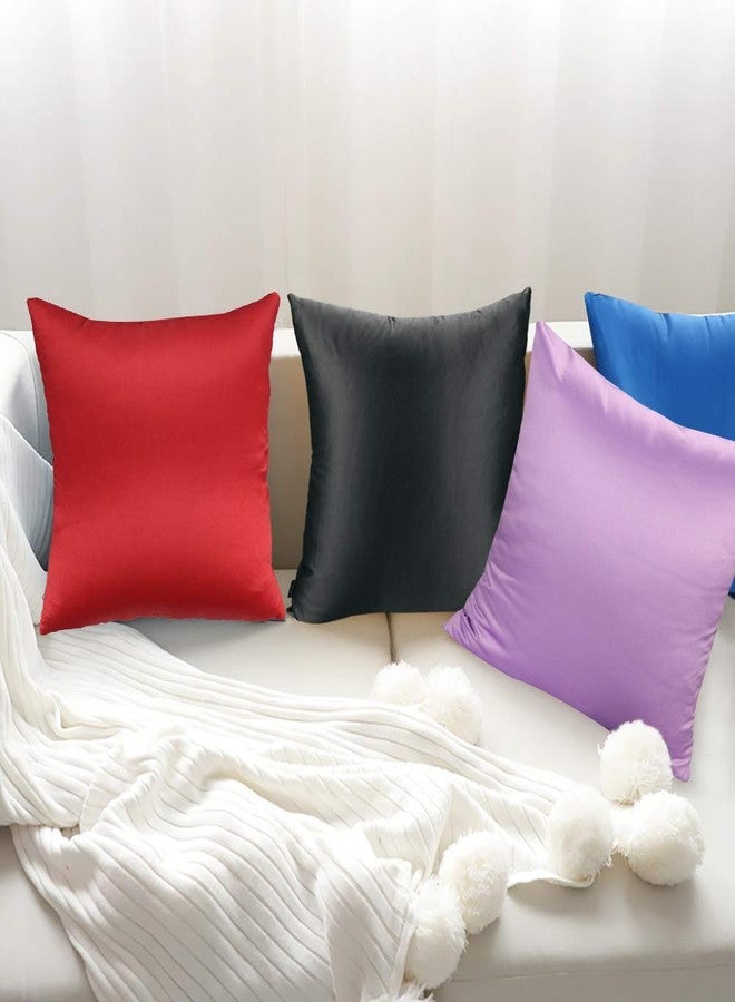 Faylapa 4 Pack Satin Throw Pillow Cases,Black Heavy Silk Satin Decorative Pillow Covers Solid Dyed Soft Pillow Cover Home Decor,18" x 18" (Case ONLY) - Image 2