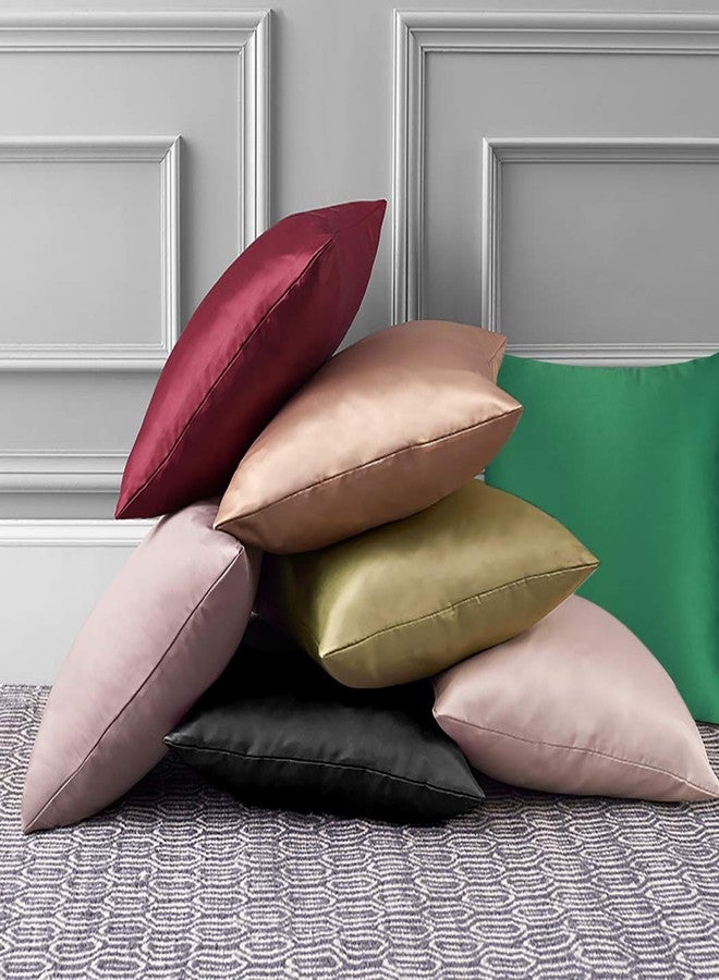 Faylapa 4 Pack Satin Throw Pillow Cases,Black Heavy Silk Satin Decorative Pillow Covers Solid Dyed Soft Pillow Cover Home Decor,18" x 18" (Case ONLY) - Image 3