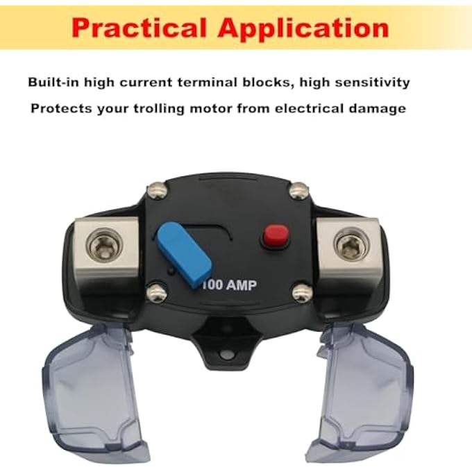 ريحني قاطع الدائرة 150A 1248 فولت تيار مستمر مقاوم للماء وإعادة ضبط تلقائي لحماية الدائرة الكهربائية، مفتاح طاقة ثقيل للصوت في السيارات RV، القوارب البحرية وأنظمة الطاقة الشمسية - Image 3