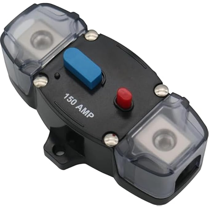 ريحني قاطع الدائرة 150A 1248 فولت تيار مستمر مقاوم للماء وإعادة ضبط تلقائي لحماية الدائرة الكهربائية، مفتاح طاقة ثقيل للصوت في السيارات RV، القوارب البحرية وأنظمة الطاقة الشمسية - Image 2