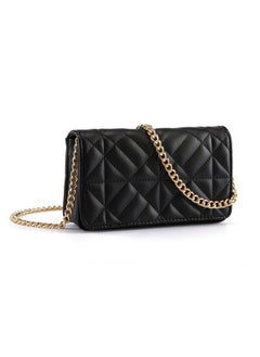 Ayliss Mini Women Crossbody Handbag Shoulder Handbags Evening Clutch Cellphone Wallet Purse Pu Leather Bag With Chain (Black Mini)  - Image 1