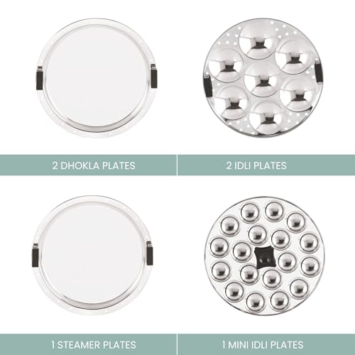JVL Triply 5-in-1 Multi Kadai Steamer with Stainless Steel lid, Bottom Kadai, 2 Dhokla, 2Idli Plates(14 Idlies), 1 Steamer Plate & 1 Mini Idli Plate – Induction & Gas Compatible (Big (3.5L)) - Image 2
