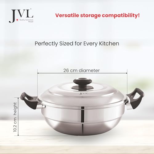 JVL Triply 5-in-1 Multi Kadai Steamer with Stainless Steel lid, Bottom Kadai, 2 Dhokla, 2Idli Plates(14 Idlies), 1 Steamer Plate & 1 Mini Idli Plate – Induction & Gas Compatible (Big (3.5L)) - Image 5