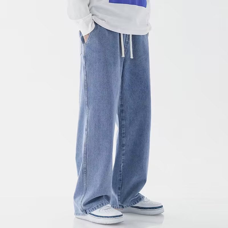 Weak Straight Leg Jeans Men'S American Style High Street Loose Wide Leg Pants Trendy Brand Washed High Straight Leg Pants - Image 1