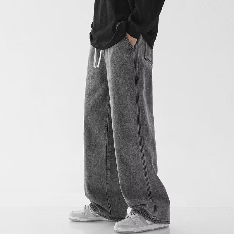 Weak Straight Leg Jeans Men'S American Style High Street Loose Wide Leg Pants Trendy Brand Washed High Straight Leg Pants - Image 5