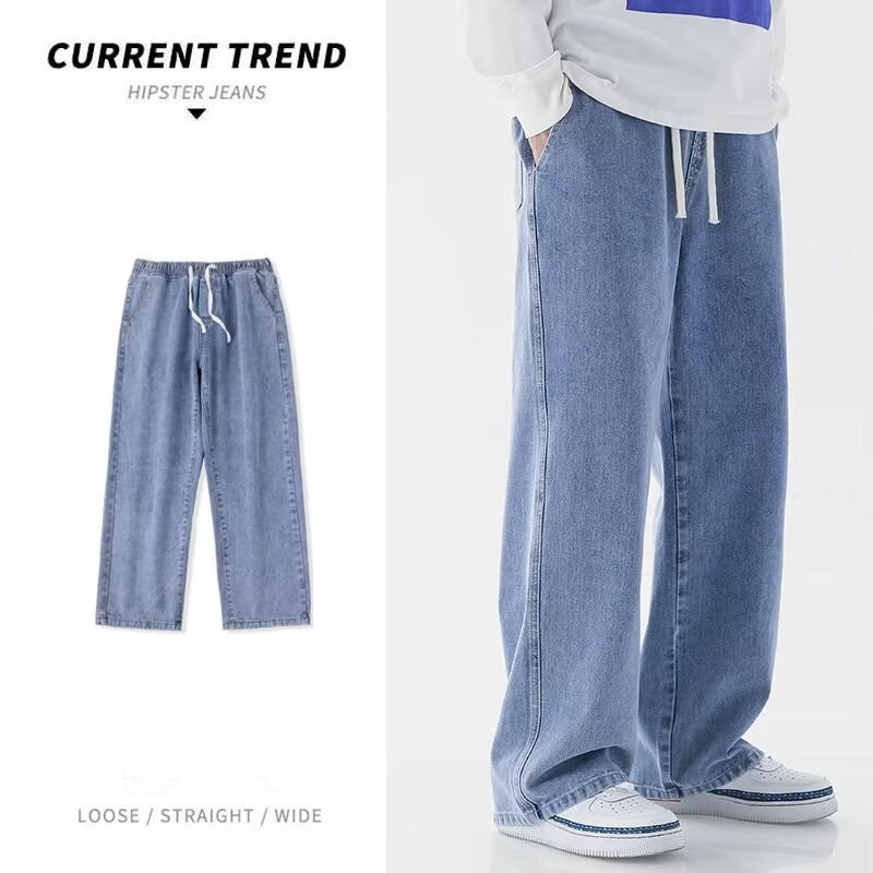 Weak Straight Leg Jeans Men'S American Style High Street Loose Wide Leg Pants Trendy Brand Washed High Straight Leg Pants - Image 2