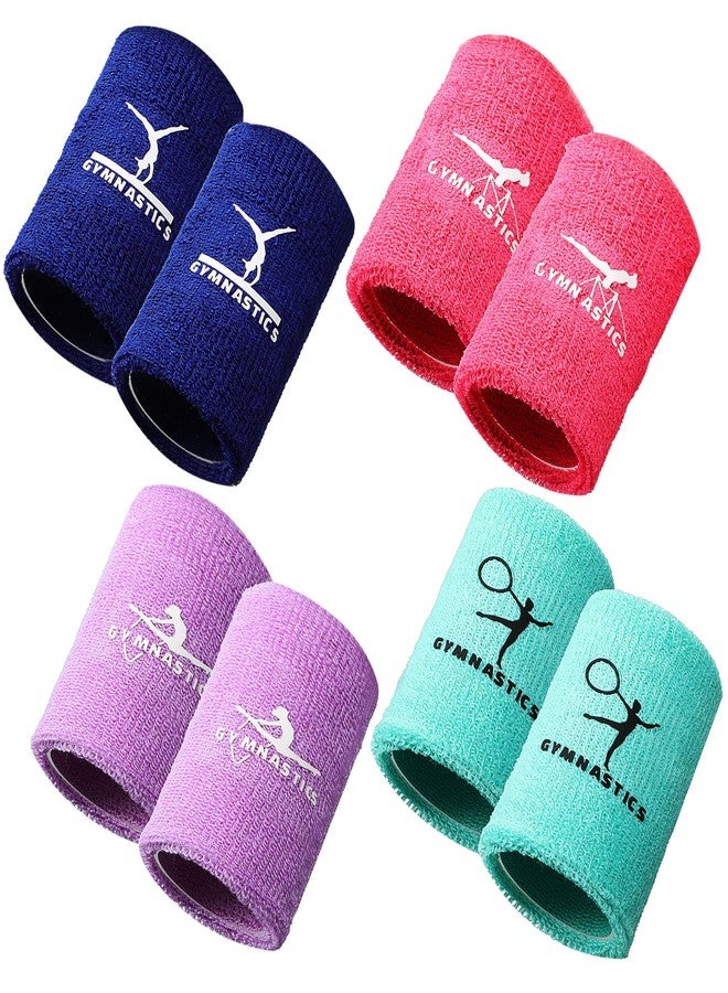 Charniol Gymnastics Wristbands for Grips, 4 Pairs Colorful Girls Polyester Cotton Wrist Bands Sweat Band, 3.15 x 3.94 Inches, Pink - Image 1