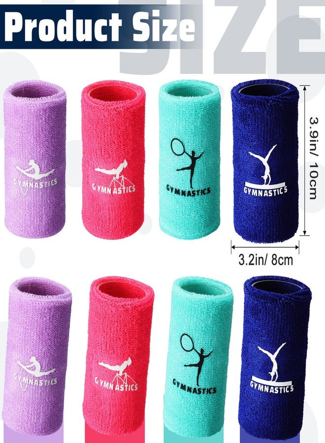 Charniol Gymnastics Wristbands for Grips, 4 Pairs Colorful Girls Polyester Cotton Wrist Bands Sweat Band, 3.15 x 3.94 Inches, Pink - Image 3