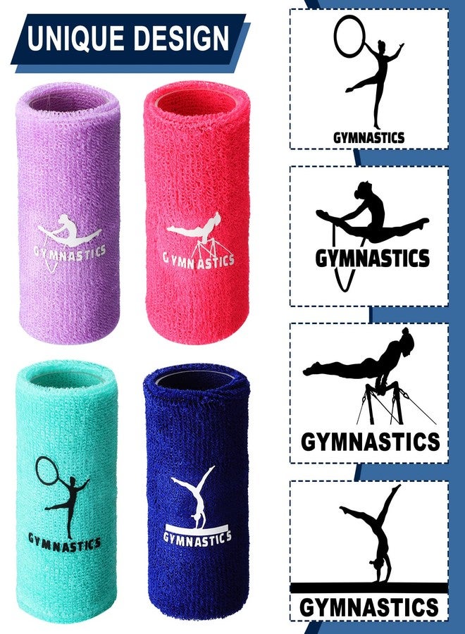 Charniol Gymnastics Wristbands for Grips, 4 Pairs Colorful Girls Polyester Cotton Wrist Bands Sweat Band, 3.15 x 3.94 Inches, Pink - Image 2