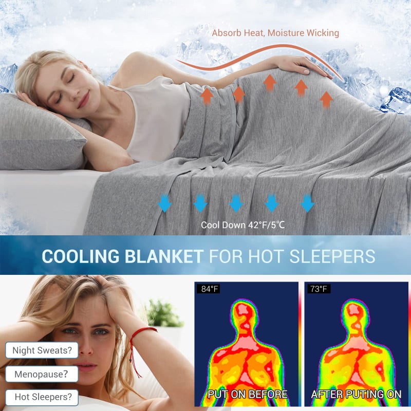 Marchpower Cooling Blanket Queen Size for Hot Sleepers, Arc-Chill Cooling Blanket with Double-Sided Design, Japanese Cooling Fiber Absorbs Body Heat, Lightweight Soft Cold Blanket for Sleeping Summer - Image 2